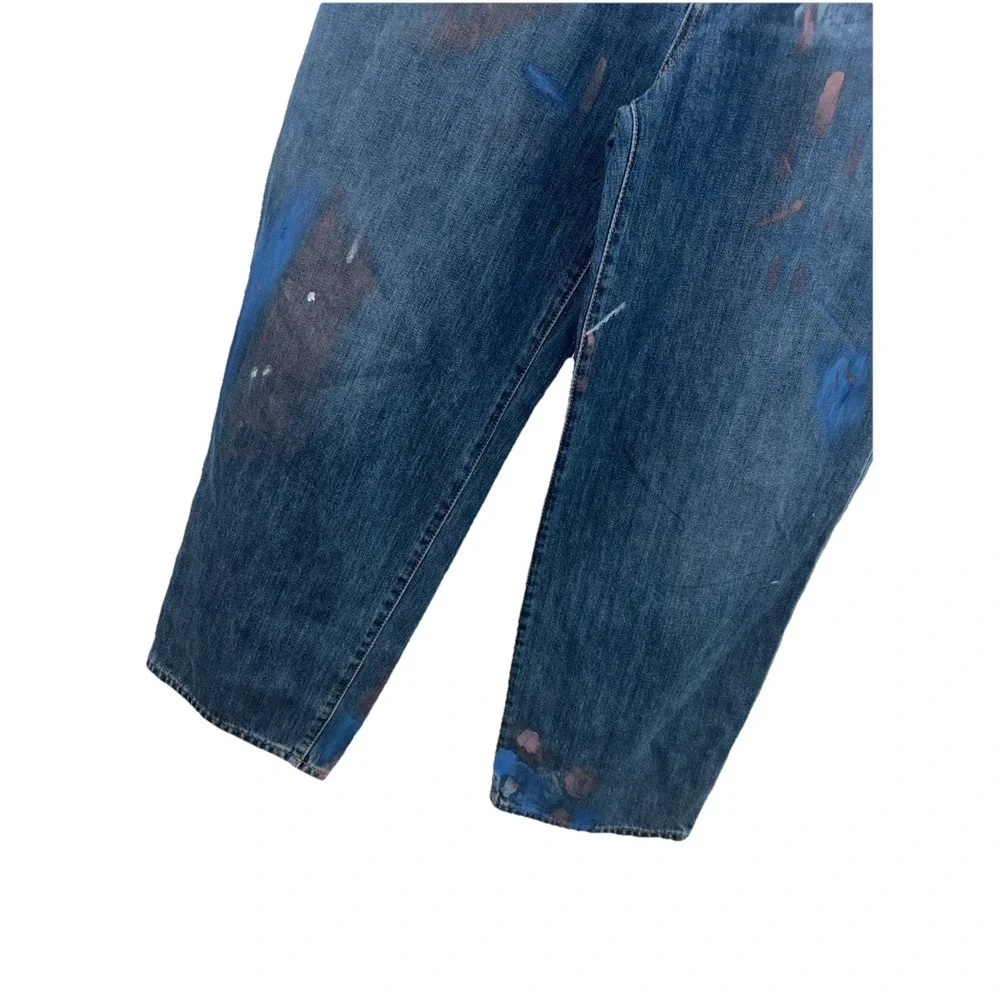 Lauren Ralph Lauren Sz 12 Painted High-Rise Relaxed Cropped Jean Atlas Wash Boho